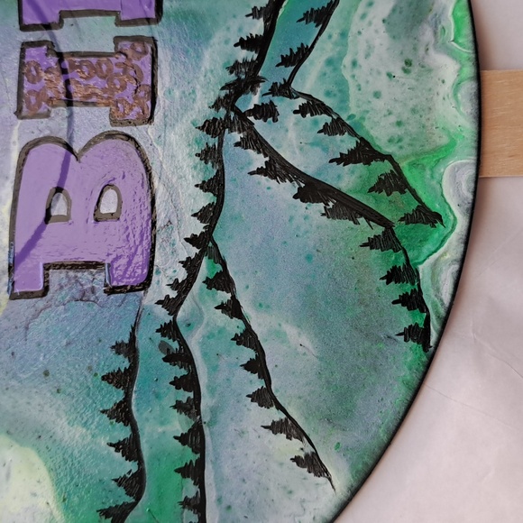 Hand Crafted Vinyl Record Sign DO NOT BID Auction Paddle Acrylic Fluid Art - Picture 4 of 9